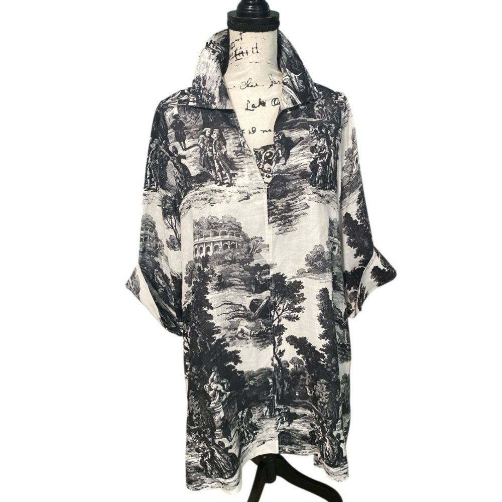 COS Black and White Toile Midi Dress - Picture 2 of 9